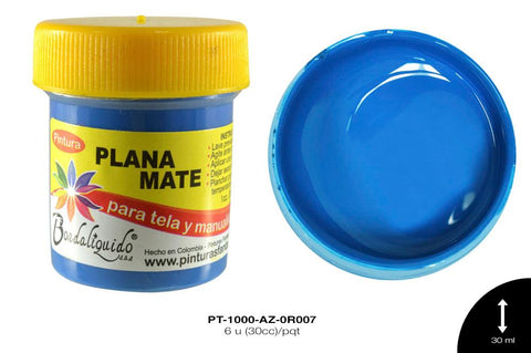 PINTURA PLANA O MATE AZUL OCEANO 6 u(30cc)/pqt