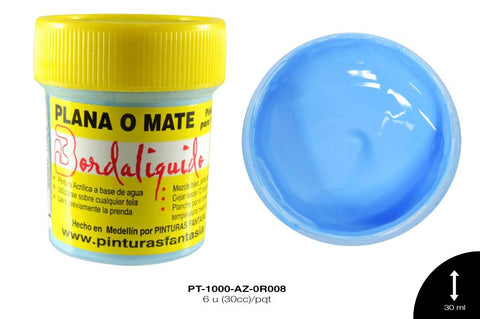 PINTURA PLANA O MATE AZUL BEBE 6 u(30cc)/pqt