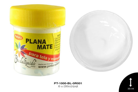 PINTURA PLANA O MATE BLANCO 6 u(30cc)/pqt