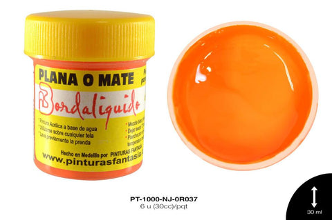 PINTURA PLANA O MATE NARANJA 6 u(30cc)/pqt