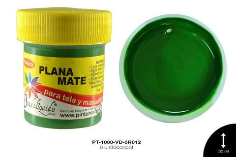 PINTURA PLANA O MATE VERDE SELVA 6 u(30cc)/pqt