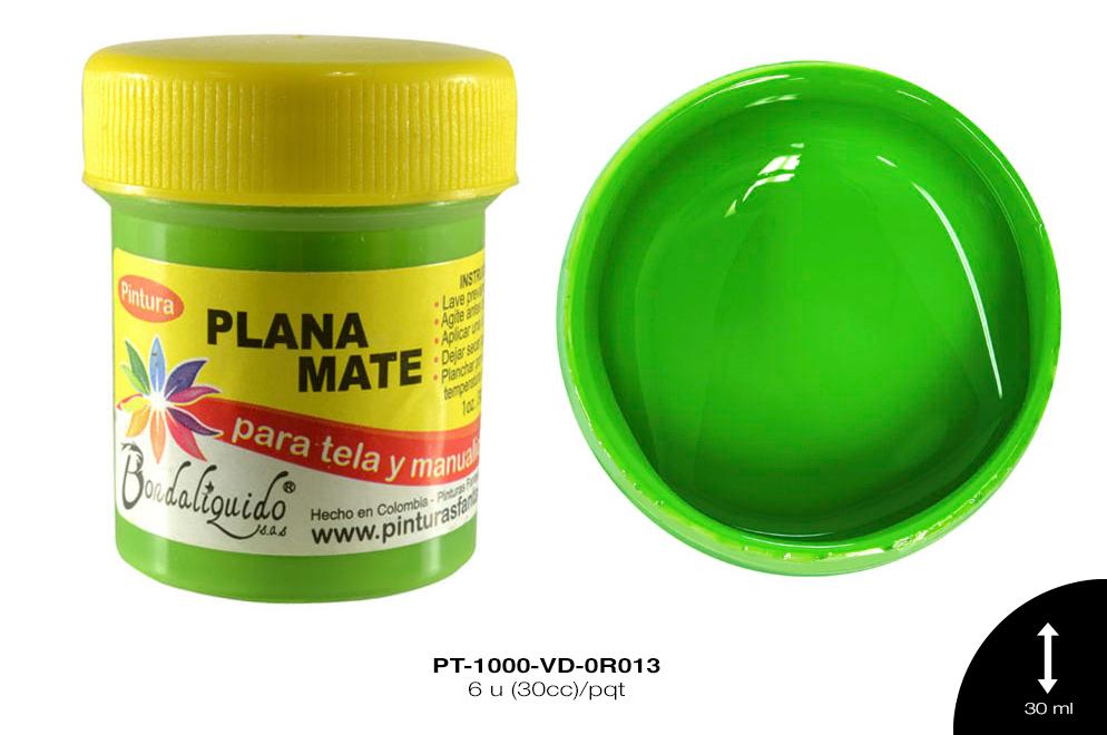 PINTURA PLANA O MATE VERDE PERA 6 u(30cc)/pqt