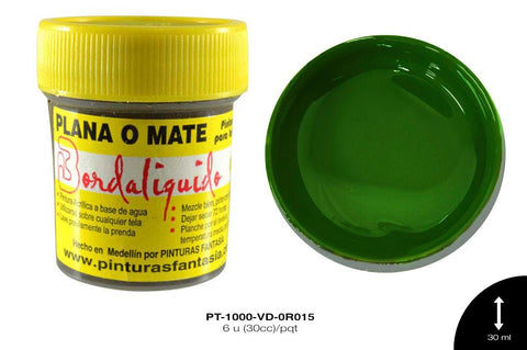 PINTURA PLANA O MATE VERDE OLIVA 6 u(30cc)/pqt