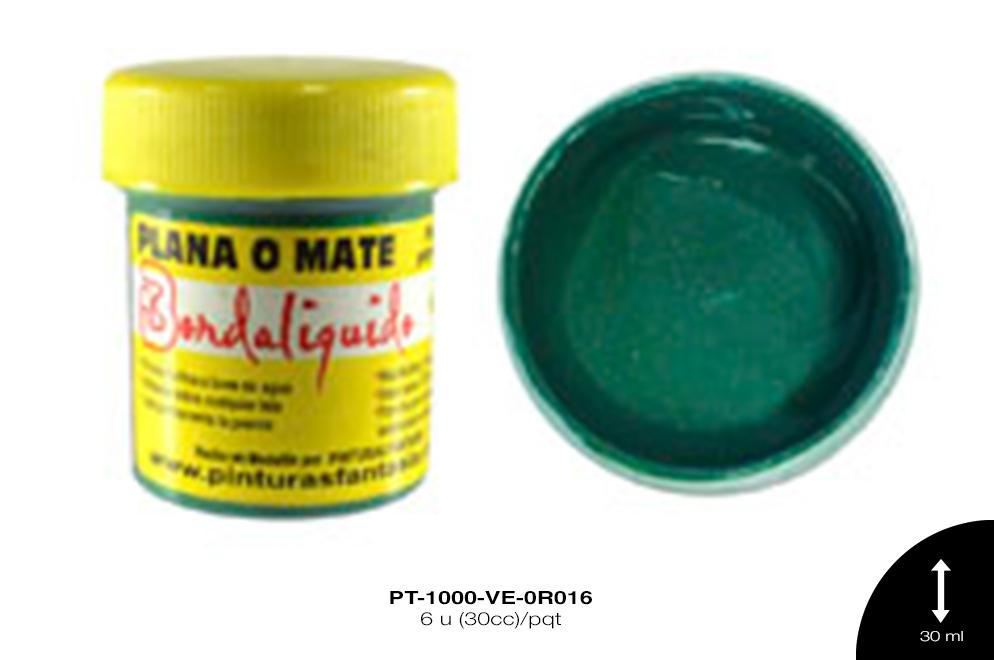 PINTURA PLANA O MATE VERDE ESMERALDA 6 u(30cc)/pqt