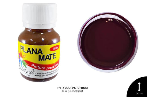 PINTURA PLANA O MATE VINOTINTO 6 u(30cc)/pqt