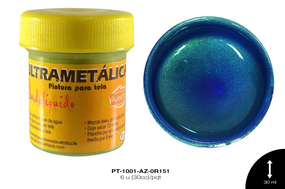 PINTURA ULTRAMETALICA AZUL MEDITERRANEO 6 u(30cc)/pqt