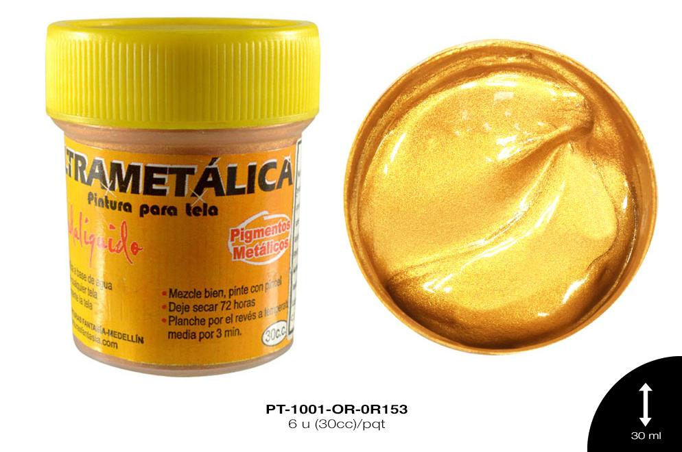 PINTURA ULTRAMETALICA ORO QUIMBAYA 6 u(30cc)/pqt