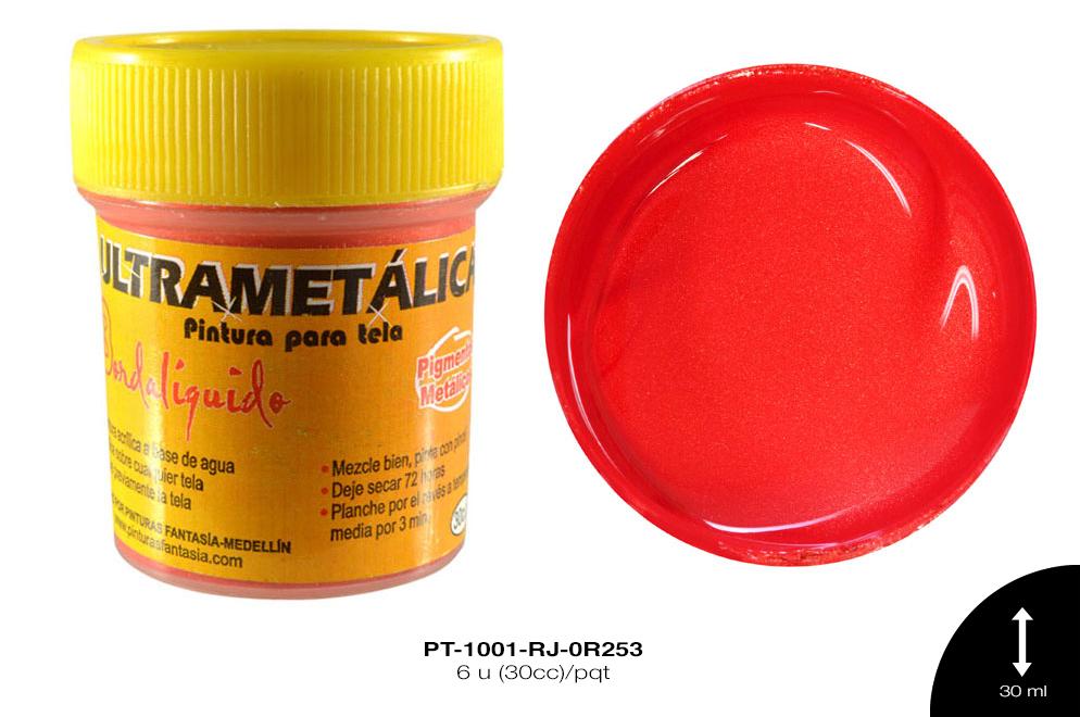 PINTURA ULTRAMETALICA ROJO FUEGO 6 u(30cc)/pqt