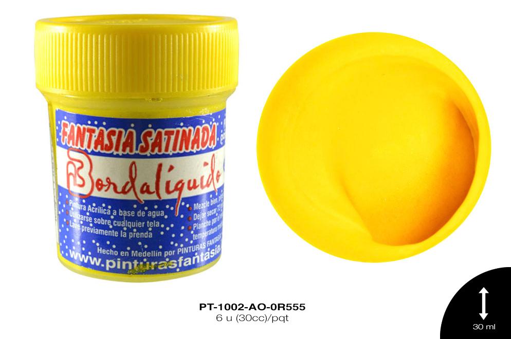 PINTURA FANTASIA SATINADA AMARILLO SOL 6 u(30cc)/pqt