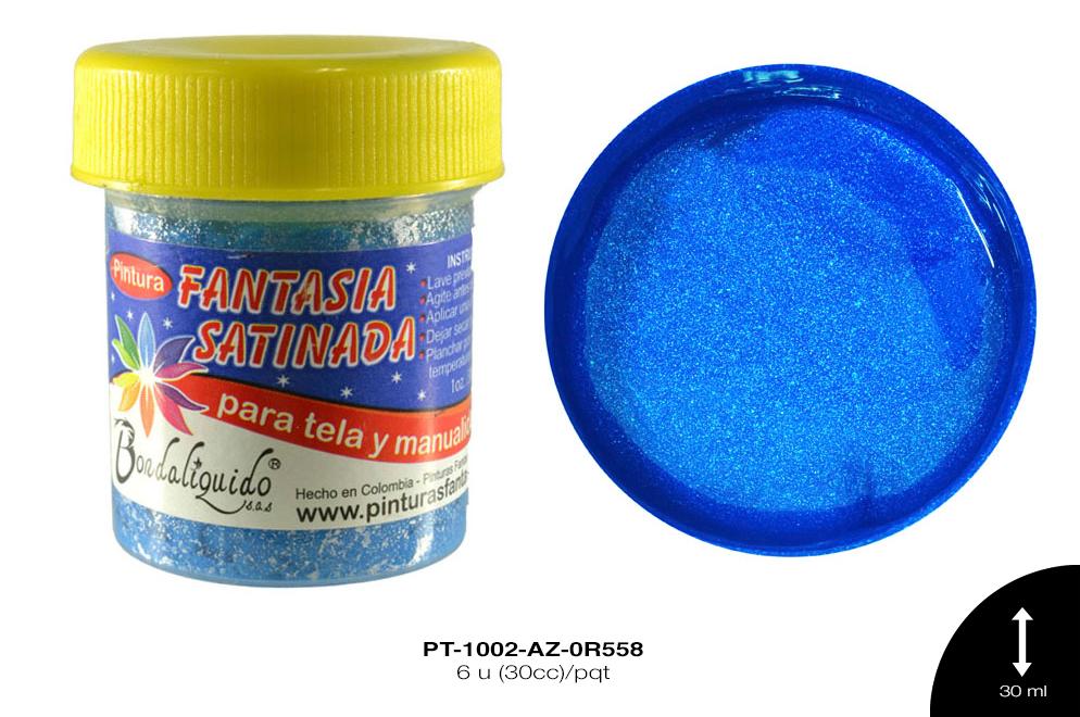 PINTURA FANTASIA SATINADA AZUL FLUORESCENTE 6 u(30cc)/pqt