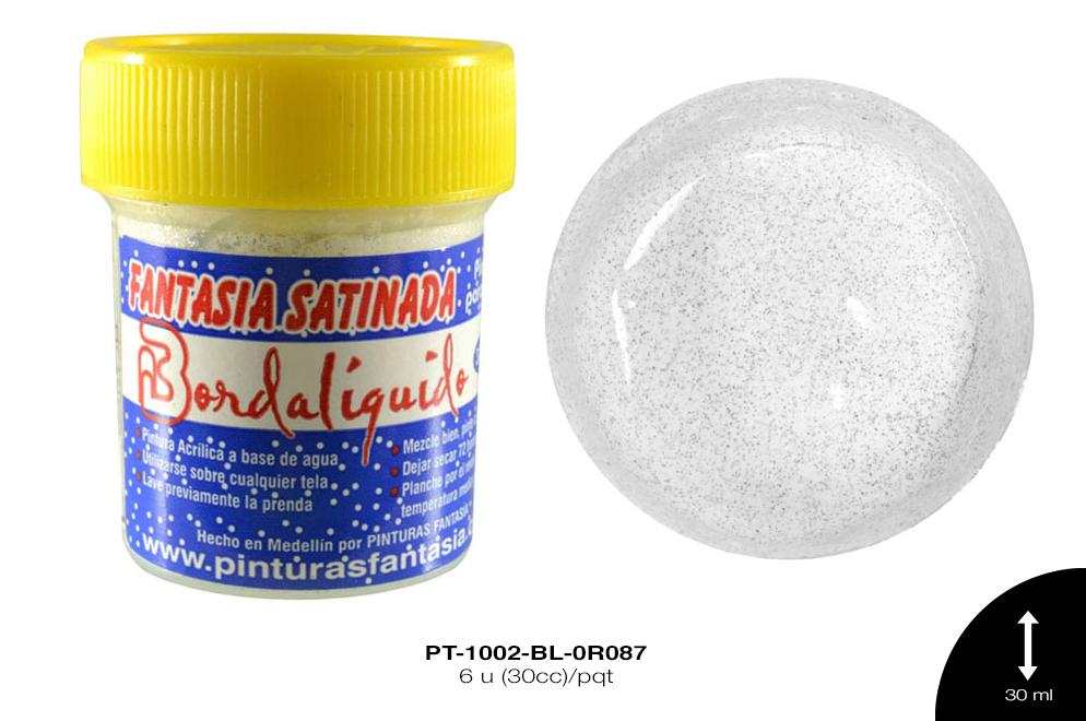 PINTURA FANTASIA SATINADA BLANCO 6 u(30cc)/pqt