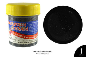 PINTURA FANTASIA SATINADA NEGRO 6 u(30cc)/pqt