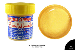 PINTURA FANTASIA SATINADA ORO REAL 6 u(30cc)/pqt