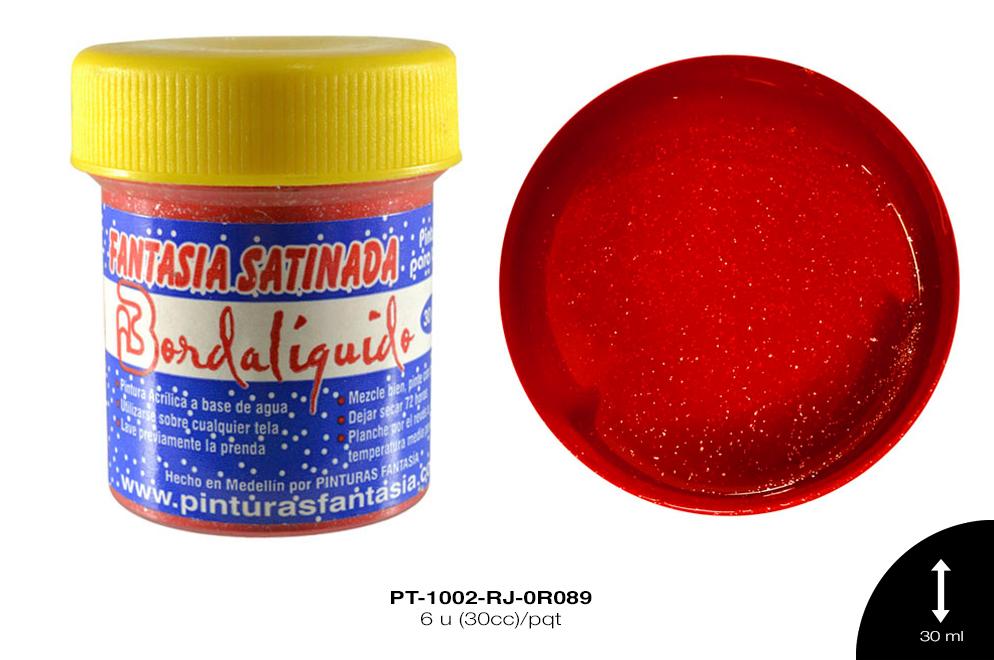 PINTURA FANTASIA SATINADA ROJO PRIMARIO 6 u(30cc)/pqt