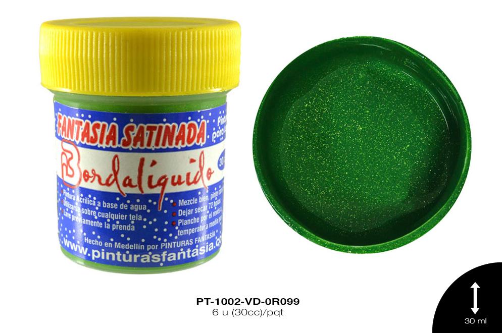 PINTURA FANTASIA SATINADA VERDE PERA 6 u(30cc)/pqt