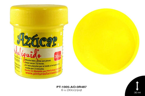 PINTURA AZUCAR AMARILLITO 6 u(30cc)/pqt