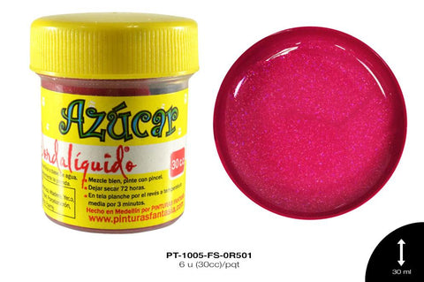 PINTURA AZUCAR CARMIN 6 u(30cc)/pqt