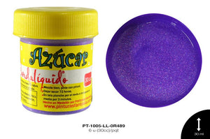 PINTURA AZUCAR LILA 6 u(30cc)/pqt