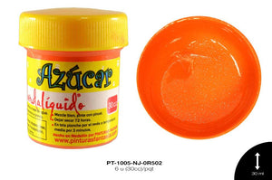 PINTURA AZUCAR NARANJA 6 u(30cc)/pqt