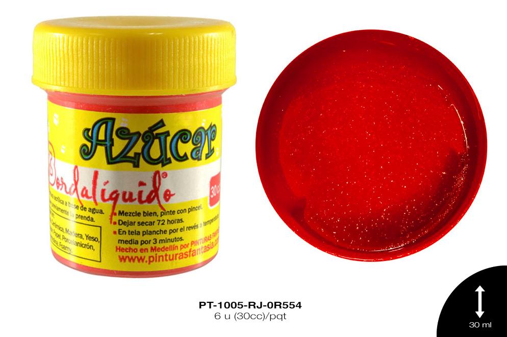 PINTURA AZUCAR ROJO PRIMARIO 6 u(30cc)/pqt