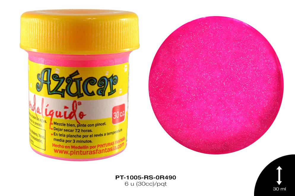 PINTURA AZUCAR ROSA 6 u(30cc)/pqt