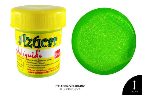 PINTURA AZUCAR VERDE MANZANA 6 u(30cc)/pqt