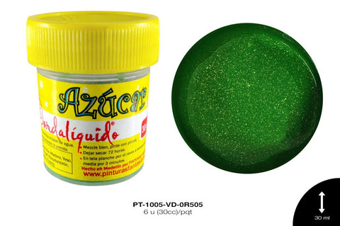 PINTURA AZUCAR VERDE SELVA 6 u(30cc)/pqt