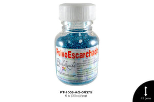 POLVO ESCARCHADO AGUAMARINA 6 u(30cc)/pqt