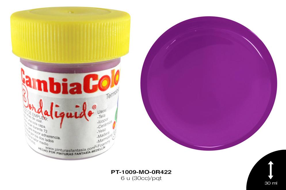 PINTURA CAMBIA COLOR MORADO CONFITE 6 u(30cc)/pqt