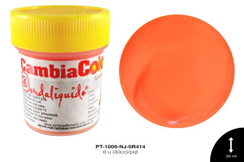 PINTURA CAMBIA COLOR NARANJA-AMARILLO CLARO 6 u(30cc)/pqt