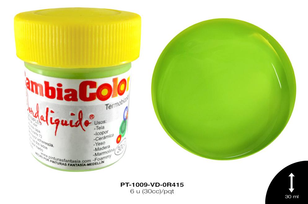 PINTURA CAMBIA COLOR VERDE- AMARILLO CLARO 6 u(30cc)/pqt