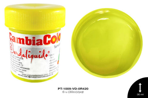 PINTURA CAMBIA COLOR VERDE OLIVA-AMARILLO OSCURO 6 u(30cc)/p