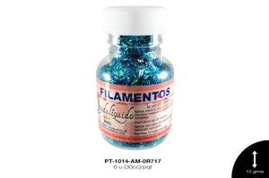 PINTURA FILAMENTOS AGUAMARINA HOLOGRAMA 6 u(30cc)/pqt