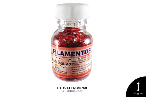 PINTURA FILAMENTOS ROJO HOLOGRAMA 6 u(30cc)/pqt