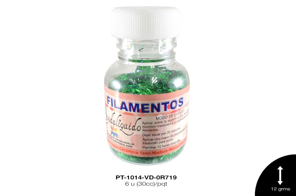 PINTURA FILAMENTOS VERDE HOLOGRAMA 6 u(30cc)/pqt