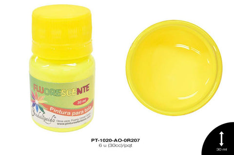 PINTURA FLOURECENTE AMARILLO 6 u(30cc)/pqt