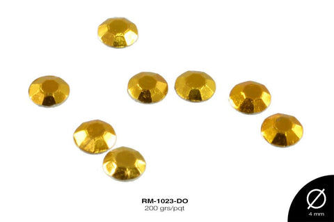 TACHE ADHESIVO DIAMANTADO REF: 4 mm DORADO 200 grs/pqt