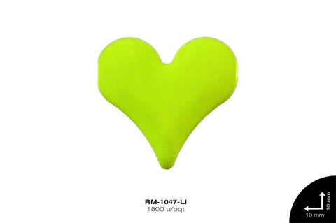 TACHE PLANCHA NEON CORAZON 10X11mm LIMON 1800 u/pqt