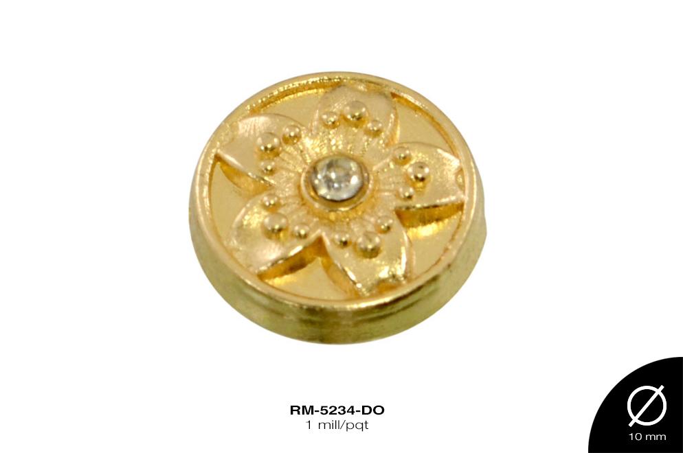 REMACHE METALICO PIEDRA FLOR 10mm REF: GY-0429 DORADO 1 mill