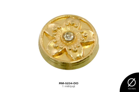 REMACHE METALICO PIEDRA FLOR 10mm REF: GY-0429 DORADO 1 mill