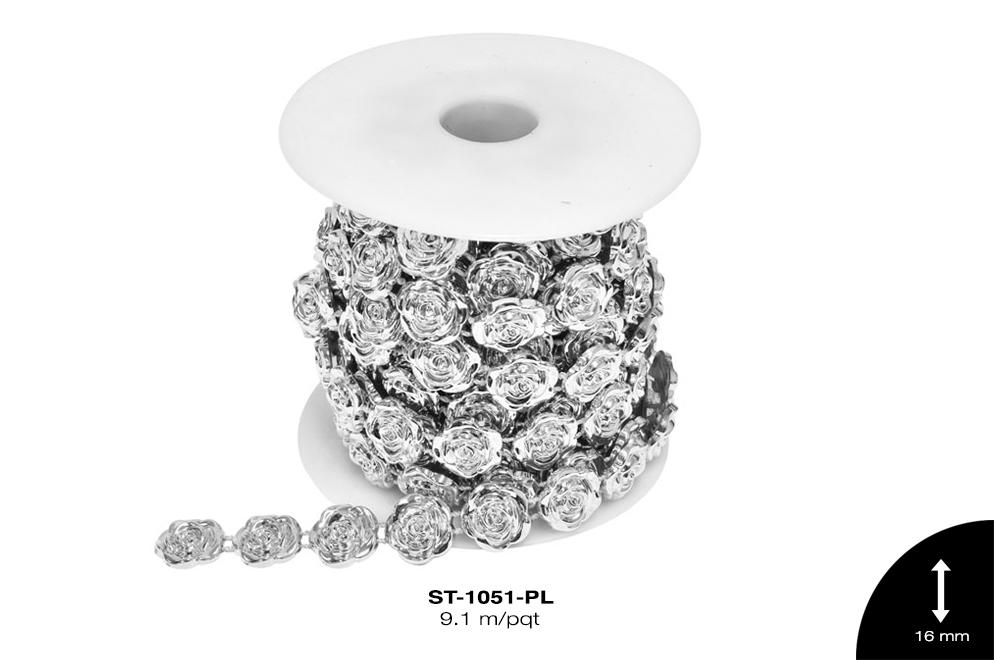 STRASS PLAST ROSA 16mm REF: XZ-123 PLATA 9.1 m/pqt