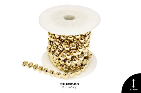 STRASS PLAST OVAL 11mm REF: XZ-150 DORADO 9.1 m/pqt