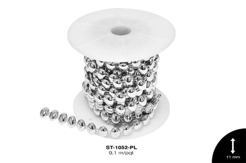 STRASS PLAST OVAL 11mm REF: XZ-150 PLATA 9.1 m/pqt