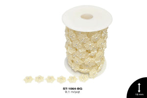 STRASS PLAST PERLA FLOR 18mm REF: AC8056 BEIGE 9.1 m/rollo