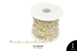 STRASS PLAST PERLA CZN 10mm REF: AC8025 BEIGE 9.1 m/rollo