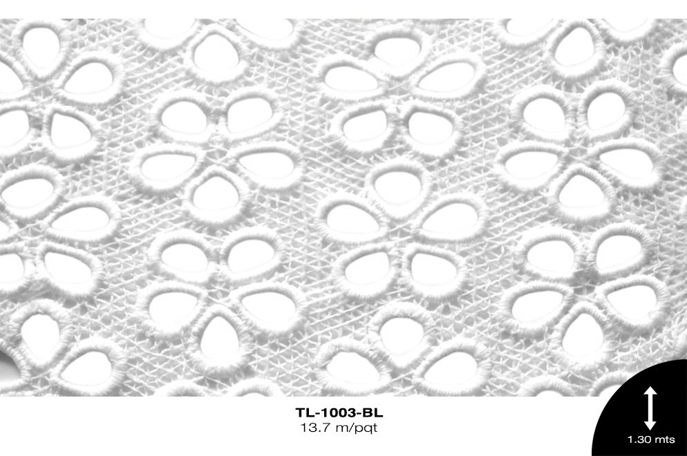 TELA SEDA DE LECHE FLOR 1.30m REF: 9 BLANCO 13.7m/pqt