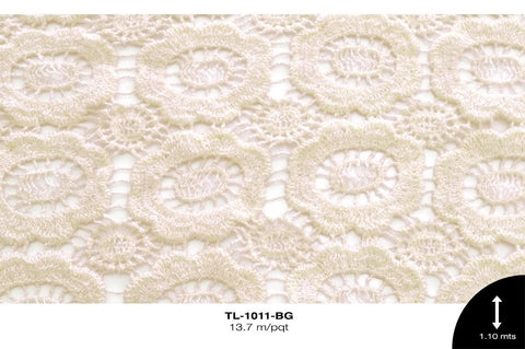 TELA BOLILLO FLOR 1.10m REF: A766W BEIGE 13.7m/pqt