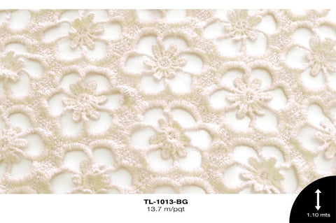 TELA BOLILLO FLOR 1.10m REF: 13934 BEIGE 13.7m/pqt