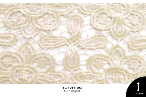 TELA BOLILLO FLOR 1.10m REF: CJK-14 BEIGE 13.7m/pqt