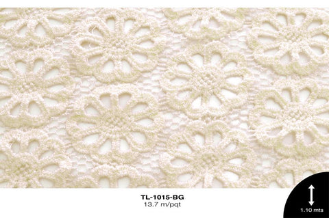 TELA BOLILLO FLOR 1.10m REF: M2 BEIGE 13.7m/pqt